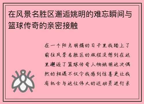 在风景名胜区邂逅姚明的难忘瞬间与篮球传奇的亲密接触